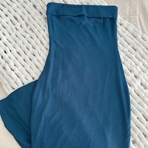 Blue Strapless Maxi Bodycon Dress
